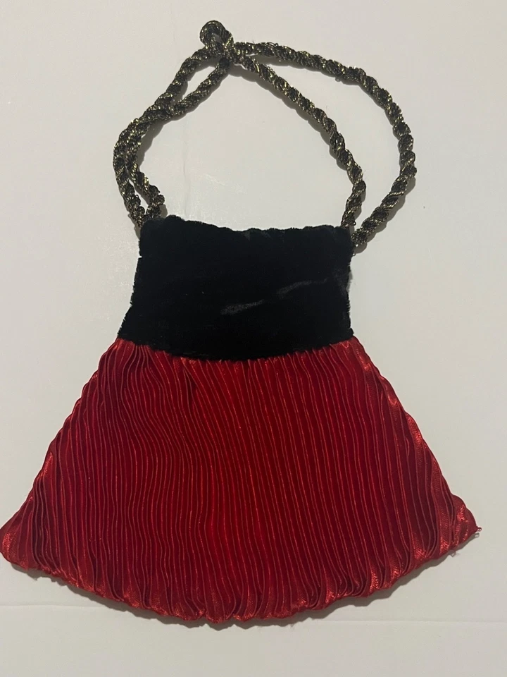 Lote de 2 carteras vintage negras, rojas y 1 par de guantes negros de encaje sin dedos Foto 3 de 4