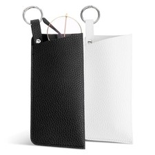 2PCS Portable Eyeglass Case Soft with Clip Hook, PU Leather Glasses Sunglasses