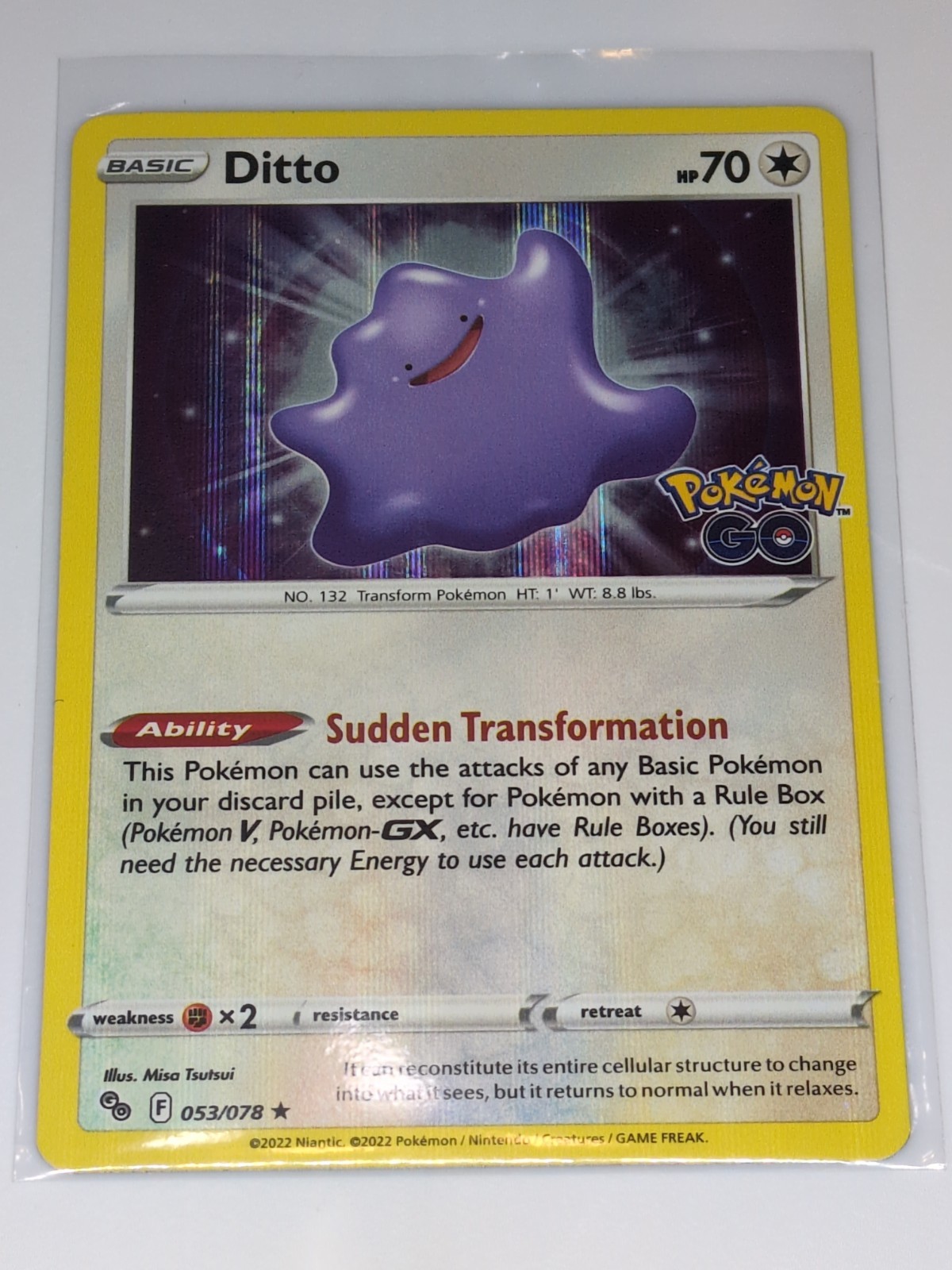 Pokémon TCG Ditto Card 053/078 2022 Pokémon Go Rare Holo NM Condition