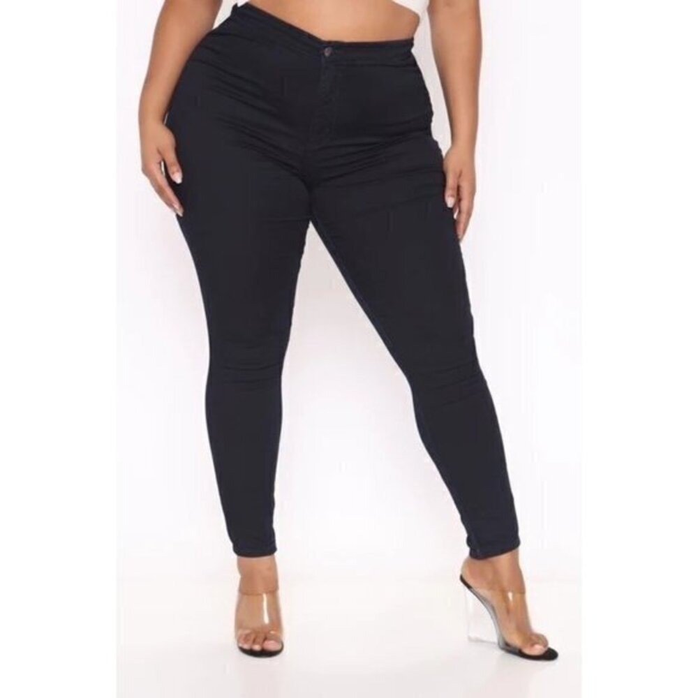 Super High Waist Indigo Denim Skinnies Size 15 for Curvy Fit image 6