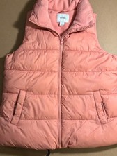 Old Navy Pink Puffer Vest Fleece Lined Full Zip 100 Nylon Size S