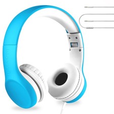 LilGadgets Kids Headphones for School - On-Ear Foldable, Blue - Wired Headpho...