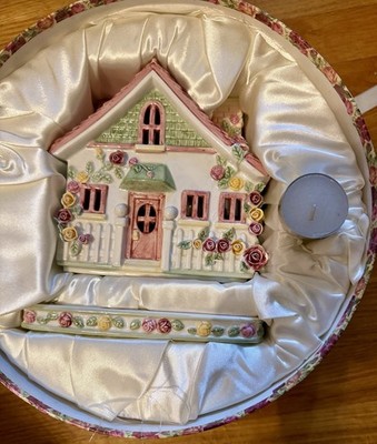 Royal Albert Old Country Rose 2-Pc Cottage Votive Candle Holder House #28831-430