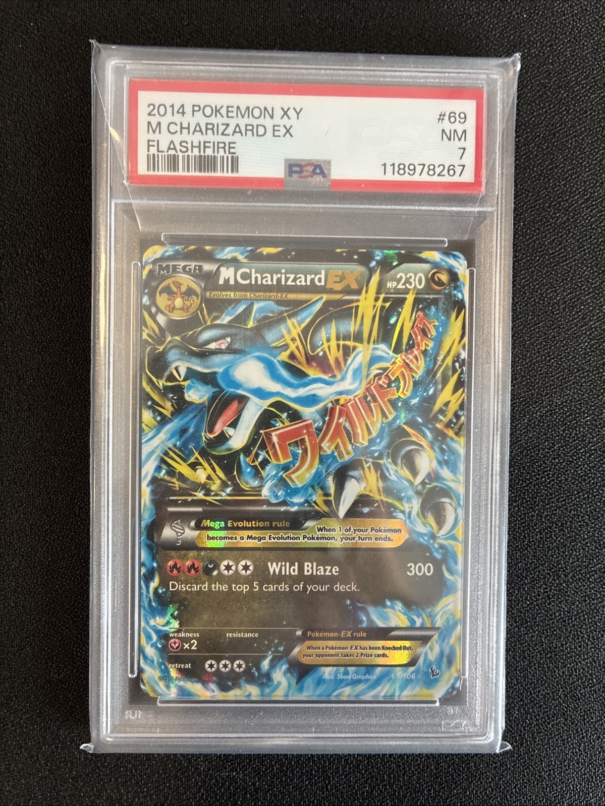 Pokemon Mega M Charizard EX 69/106 XY Flashfire Ultra Rare Near mint PSA 7