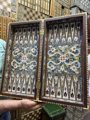 Luxury Wood Backgammon Chess Board Handmade Inlaid Mother Of Pearl Mosaic 20 
