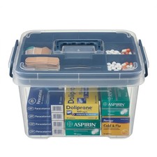 Clear Medicine Organizer Box with Handle Medicine Cabinet Organizer with Remo...