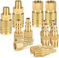 1/4 NPT Brass Air Compressor Coupler Kit 14 Pcs Quick Connect Air Hose Fittings