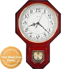 JUSTIME Regulator Pendulum Wall Clock Schoolhouse Westminster Chiming -PP-AV