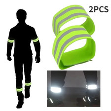 2X Reflective Hi-Vis Armbands Ankle Straps Adjustable Cycling Stretch Running