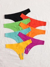 7 pc Women's Stretch Solid Thong Colors Small 4 Underwear