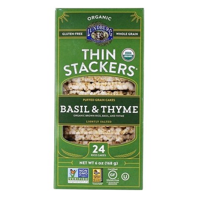 Lundberg Organic Thin Stackers, Basil & Thyme, 6 Oz, Gluten-Free, Vegan,