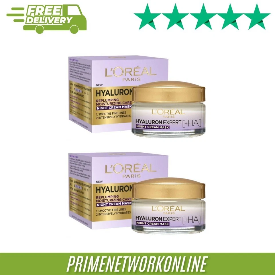 L`OREAL PARIS 2x L’Oréal Paris Hyaluron Expert Replumping Moisturising Night Cream 2 x 50ml