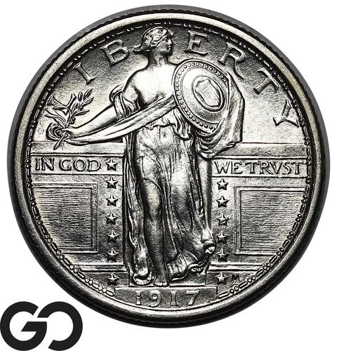 1917 Standing Liberty Quarter, Type 1, Full Head, Gem BU++ FH