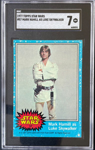Star Wars 1977 Mark Hamill As Luke Skywalker #57 Topps Series 1 Blue SGC 7