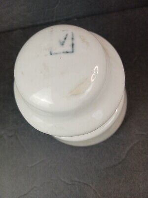Vintage White Porcelain Insulator Marked w/ Blue Vintage White Porcelain Insulator Marked w/ Blue
