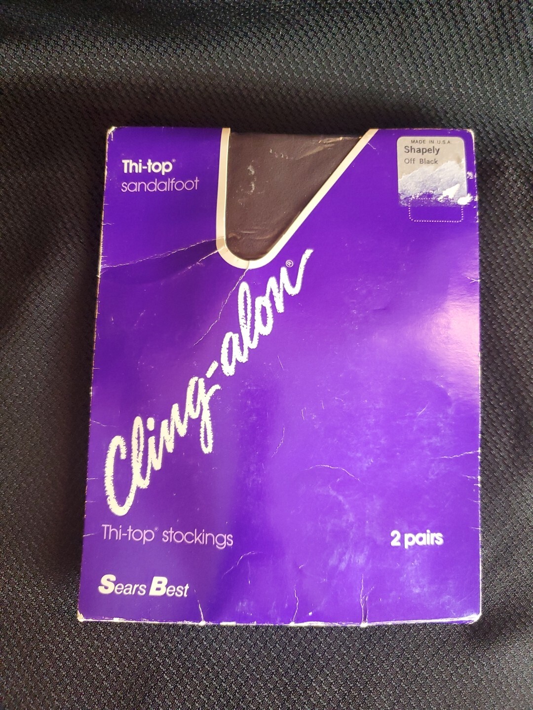 Vintage Cling-alon Thi Top Stockings 2 Pair Shapely Off Black Sears