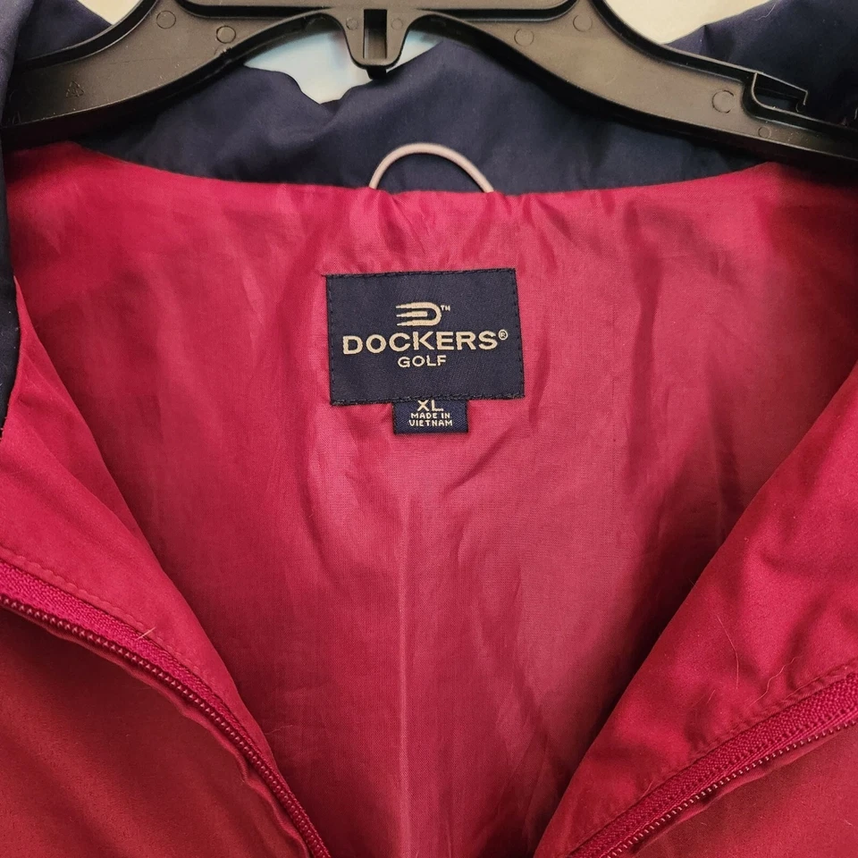 Куртка ветровка Dockers Golf XL красная и темно-синяя полиэстер мужская поле Trump - Изображение 2 из 4