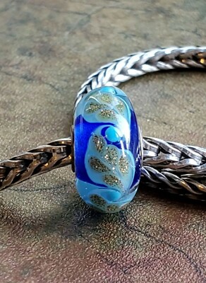 Trollbeads Unique Limited Edition  NEW Bead Glitter Feathers & Buds HTF LAA
