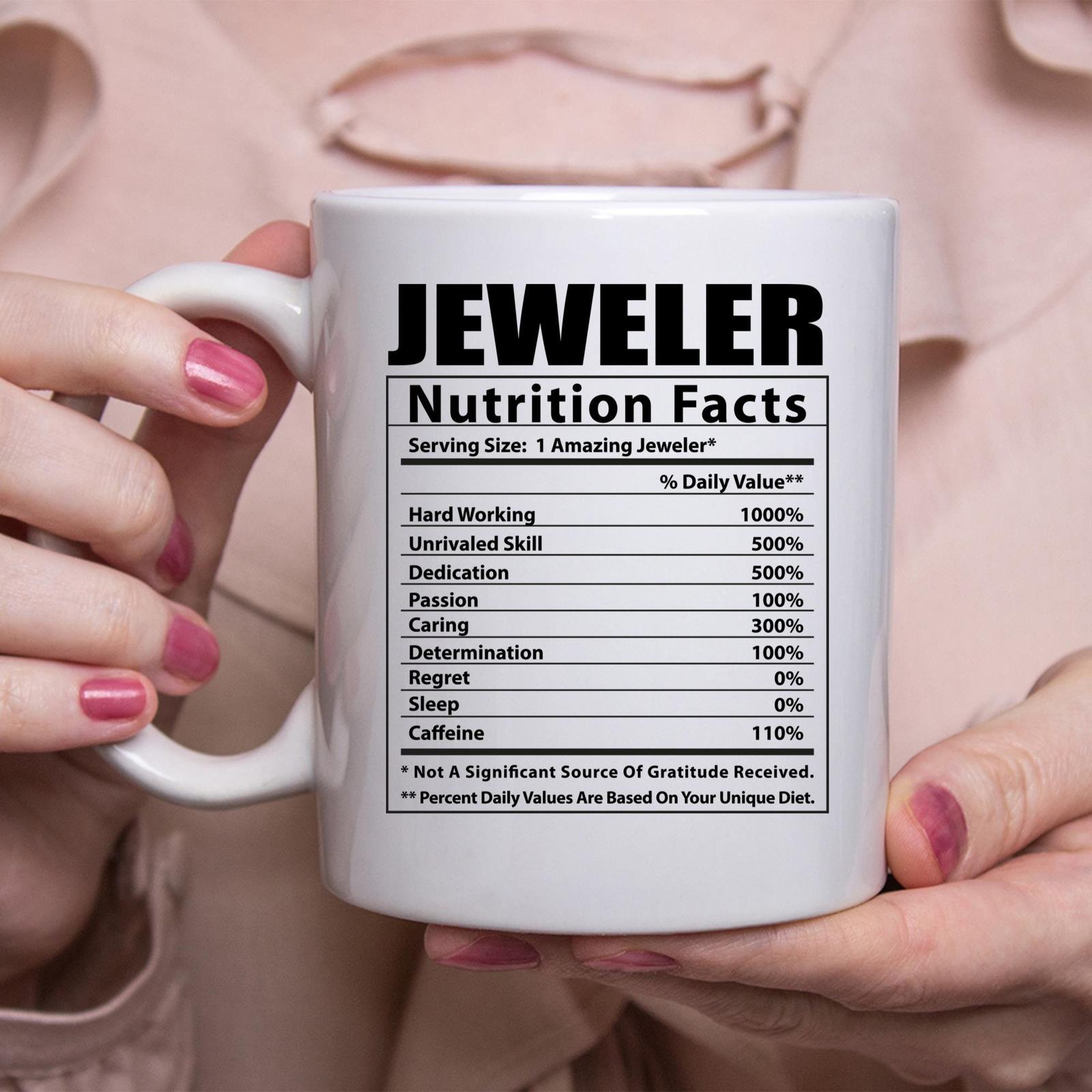 Funny Jeweler Nutritional Facts White Coffee Mug