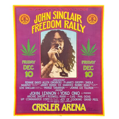 John Lennon Appearance, John Sinclair Freedom Rally. December 10, 1971. RARE.