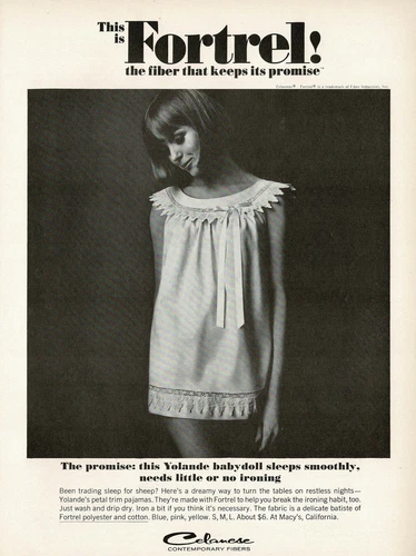 1960s Vintage Yolande Sleepwear Babydoll Womens Clothing Fashion Photo Print Ad