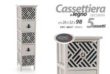 CASSETTIERA SLIM SALVASPAZIO NAUTICO STILE 5 CASSETTI LEGNO NERO BIANCO 98*26*32