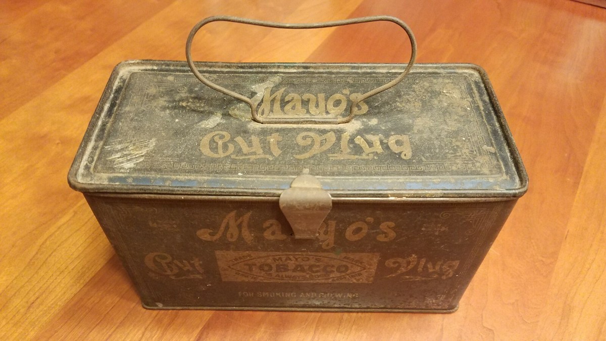 mayo's tobacco tin Cut Plug Antique Mayo's Tobacco Tin With
