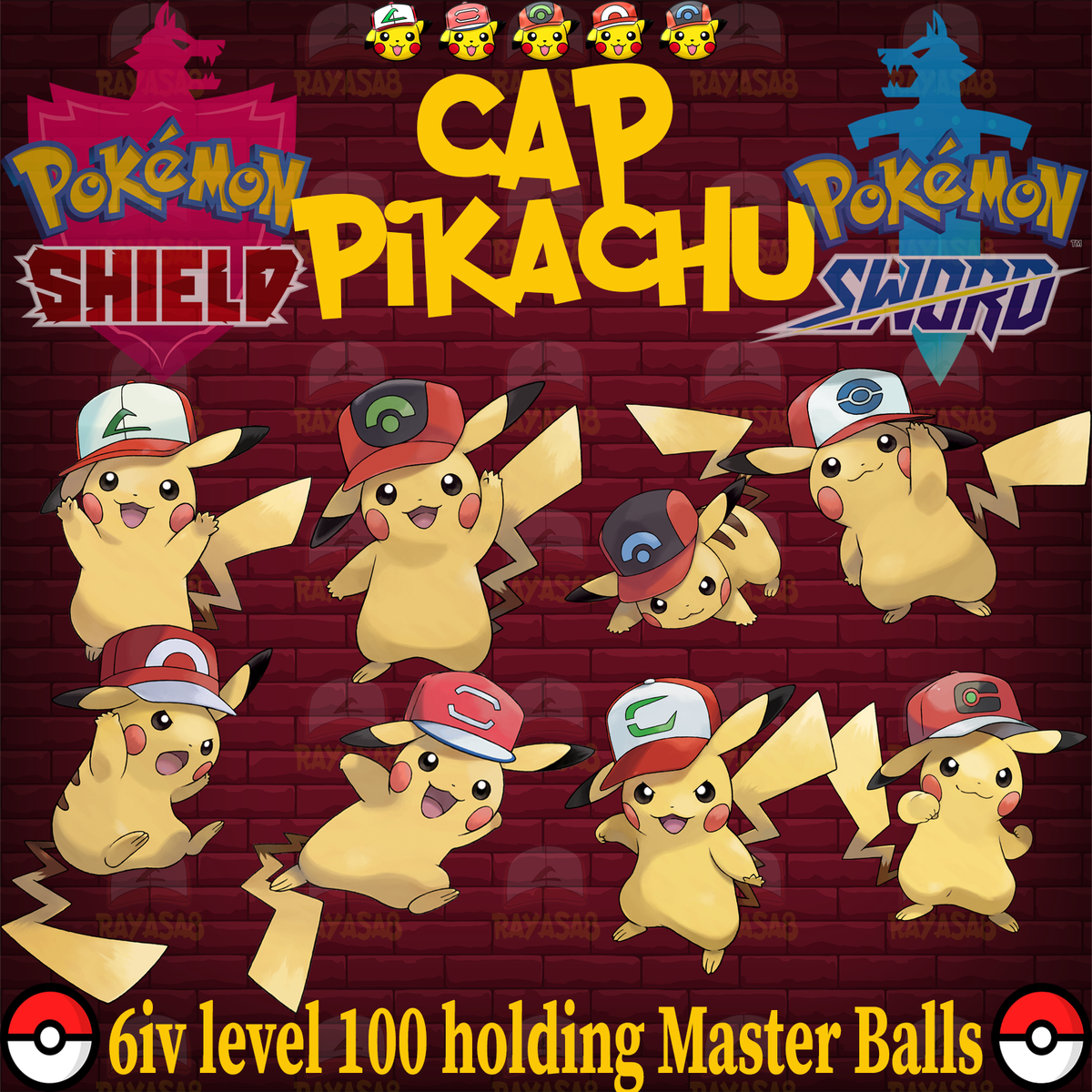 Partner Cap Hoenn Cap Pikachu Pokemon Sword Shield ⚡Cap Pikachu