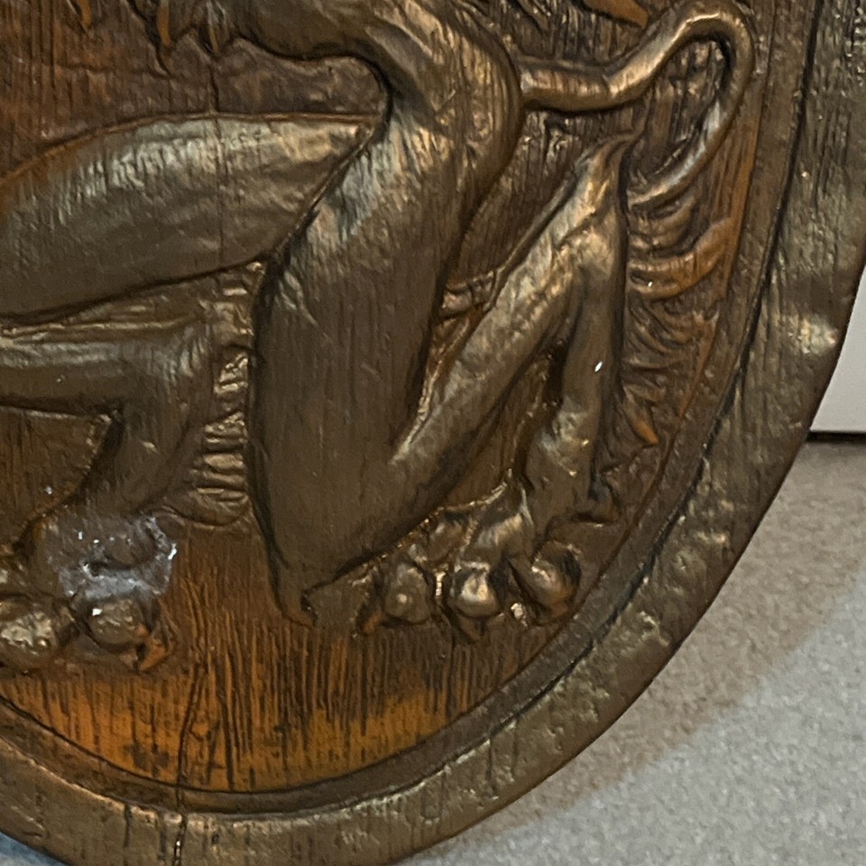 Royal English(?) Coat Of Arms Shield Rampant Griffin Gryphon Plaque ...