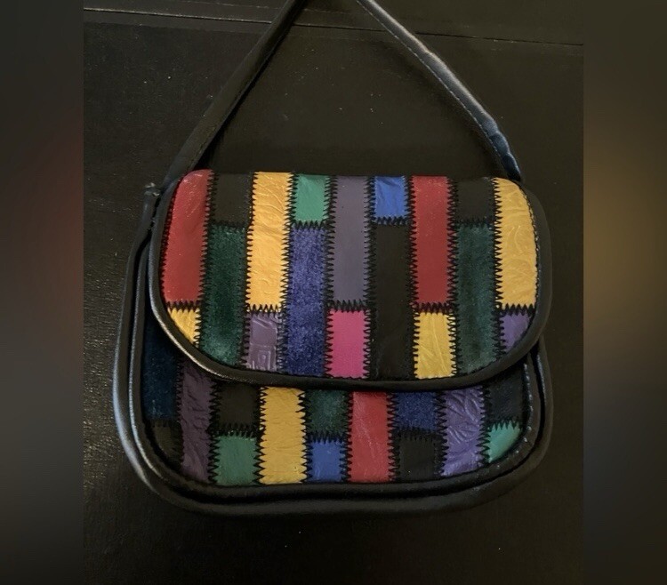 Vintage LA COVINA Black And Multicolor Leather Patchwork  display picture 3