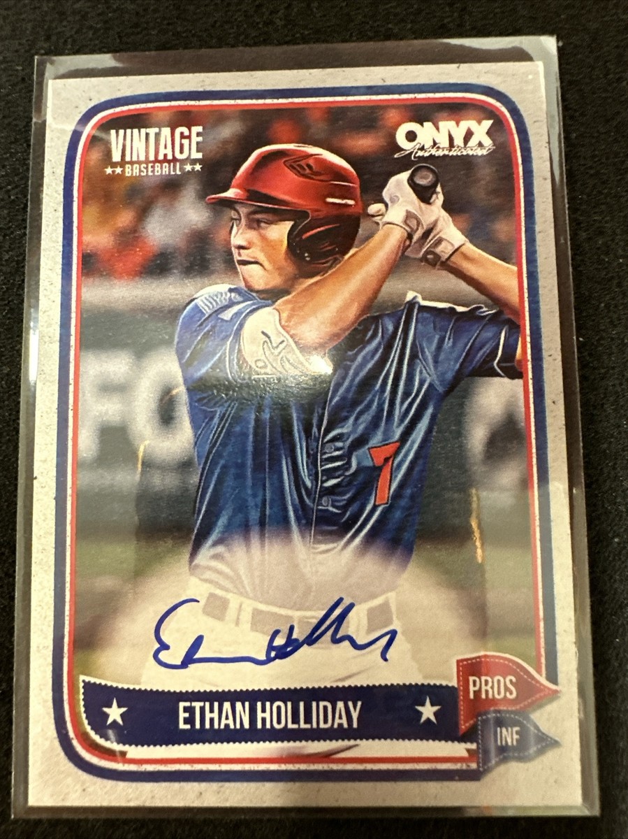 ETHAN HOLLIDAY 2024 ONYX VINTAGE BASEBALL ON CARD AUTO SILVER 