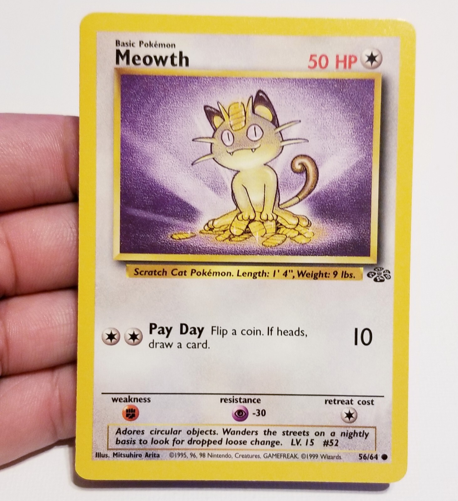 Pokemon TCG Meowth 56/64 Jungle Unlimited NM