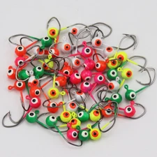 100pcs Round Jig Heads Fishing Hooks Crappie Bass Lures Tackle 1/64 1/32 1/16 oz