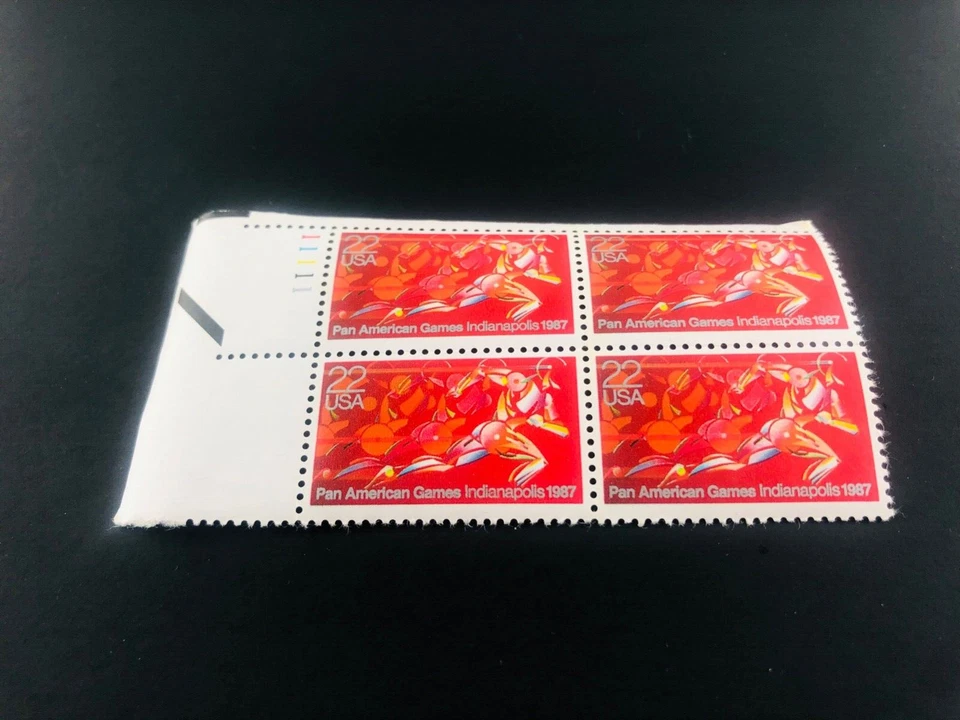 1987 Pan American Games 22 Cent 22c Stamp Block of 4 Scott Catalog #2247 - Image 2 of 4