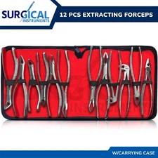 12 Pcs Extracting Forceps Extraction Dental Instruments Stainless German Grade