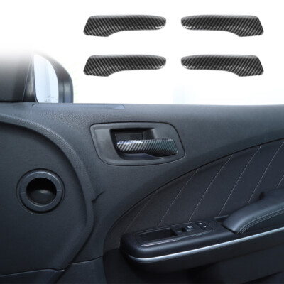 4pcs Interior Door Handle Decor Cover Trim for Dodge Charger 2011+ Carbon Fiber