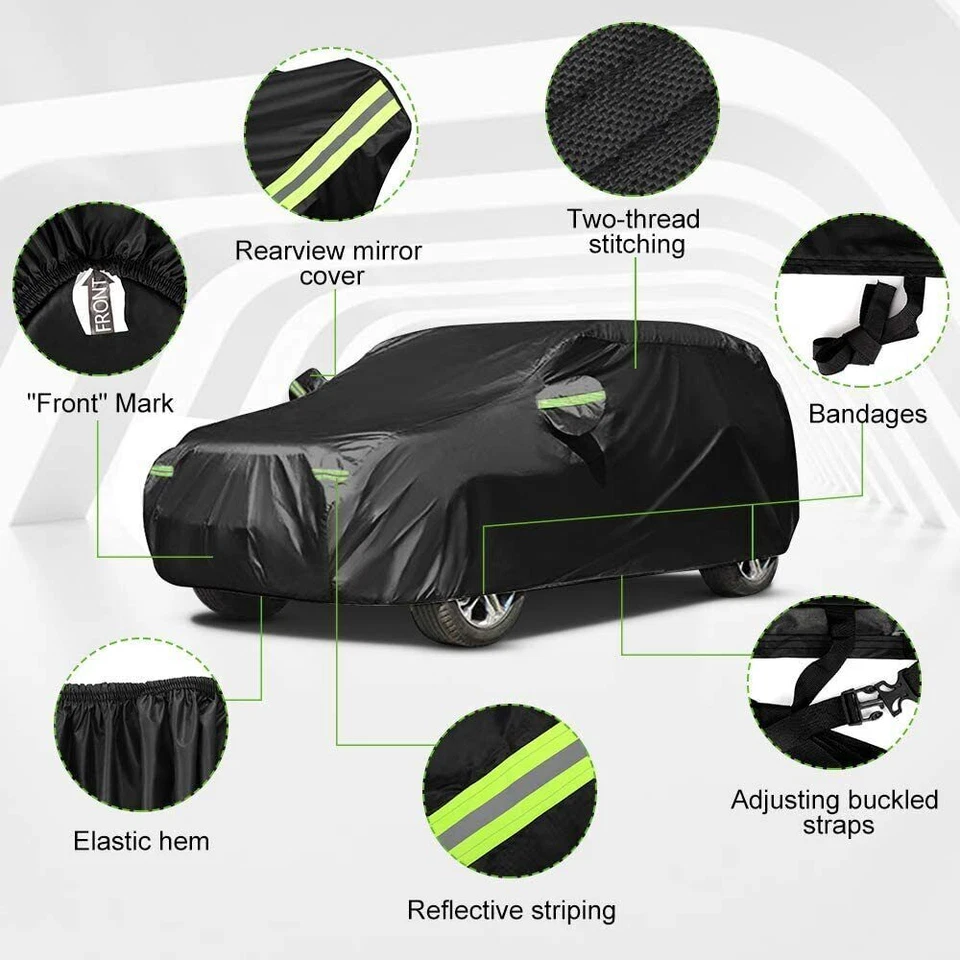 For Sedan Coupe Full Car Cover All Weather Snow Dust UV Resistant Protection - Image 3 of 4