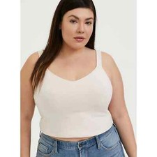 NWT Torrid Light Pink V-Neck Crop Foxy Cami Stretch Top Plus Size: 6X 30 