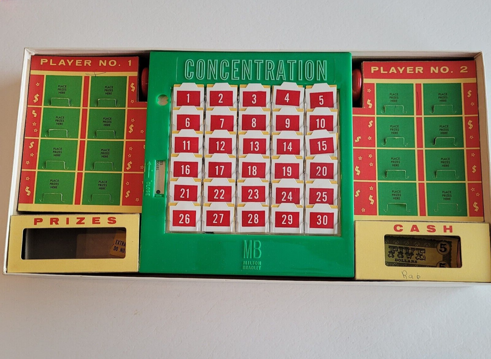 Concentration Board Game 2nd Edition 1958 Milton Bradley Vintage As