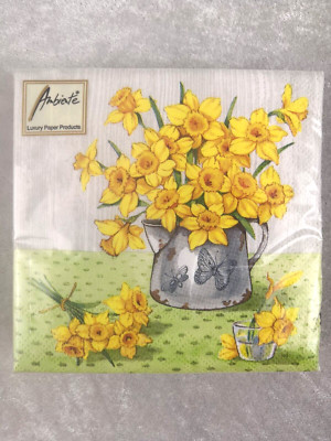 Servietten Frische Narzissen – 20 Stück, 33x33 Cm, 3-lagig, Für Frühling & Ostern