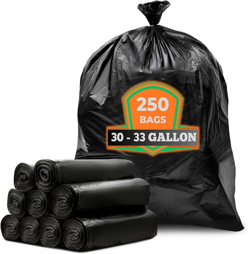 Heavy Duty 30-33 Gallon Trash Bags - 250 Count Mega Value Pack - Afbeelding 1 van 9