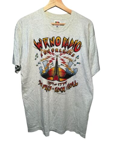 Vintage 1997 New Orleans WRNO RADIO Rock N Roll T-Shirt Gray Sz L  - Picture 1 of 11