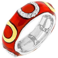 Pink Enamel Horseshoe Ring Cubic Zirconia 1 ct.