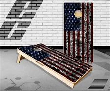 American Flag Cubed Cornhole Boards Bean Bag Toss Game