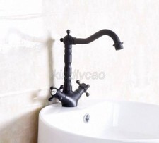 Black oil Antique Brass Swivel Spout Kitchen Sink Faucet Mixer Basin Tap Knf142