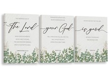 Christian Bible Verse Eucalyptus Wall Art Decor, Sage Green Bible Verse Chris...