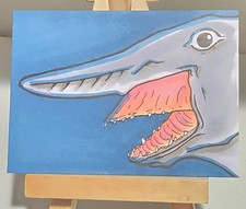 ACEO original art card, Goblin Shark, insomniantics, signed, 2.5in x 3.5in