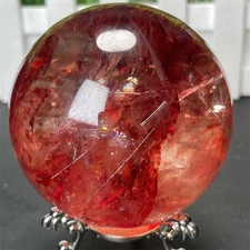 1LB 2.6" Red Fire Ball Sphere Crystal Quartz Reiki Energy Healing Reiki