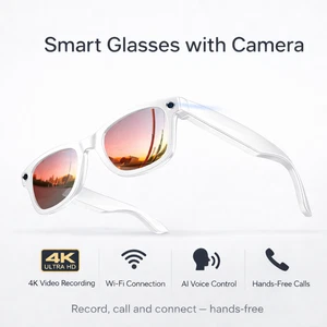 White Smart Glasses Camera Ai Translation Glasse Photo Video Recording