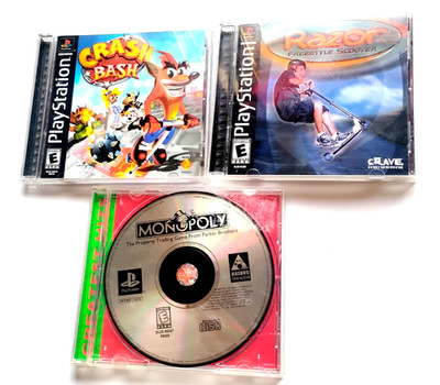 Crash Bash, Razor Freestyle Scooter, Monopoly Playstation 1 Games